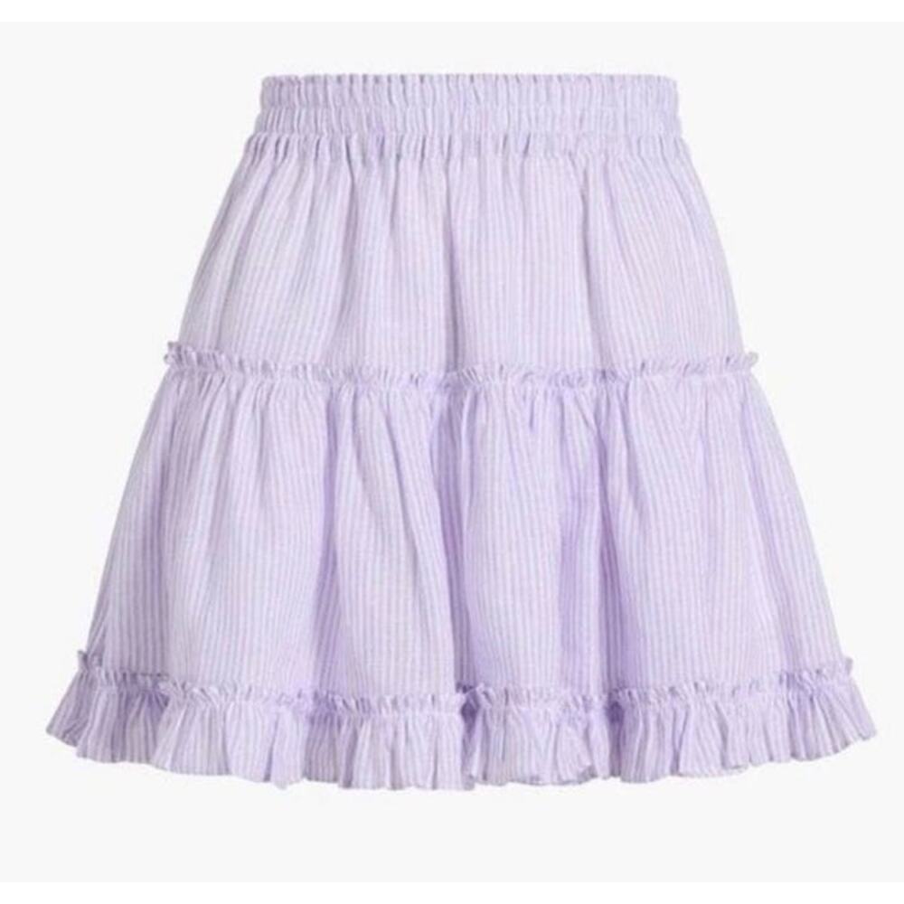 Hill House The Paz Skirt in Lilac Stripe Size XL Linen Cotton